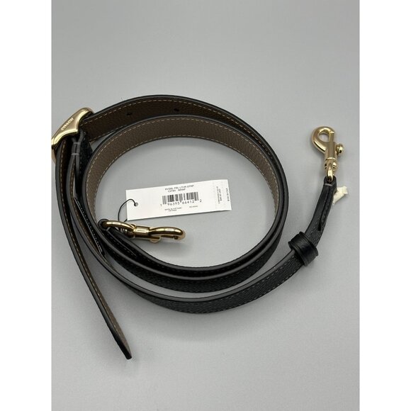 Coach CZ785 Reversible Replacement Strap Black Dark Stone Pebbled Leather NWT - Picture 1 of 13